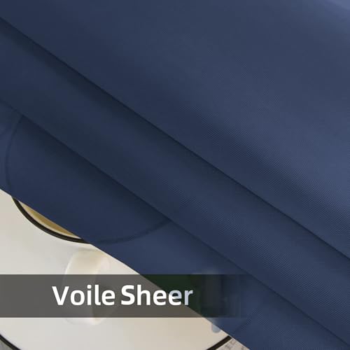 Solid Sheer Rod Pocket Curtain Voile Draperies 2 Panels White Beige Black Grey Coffee 52 Inch Width 72 Inch Long 1 Pair for Kitchen Bedroom Children Living Room Yard (Navy / 52"W x 72"L (Pack of 2))