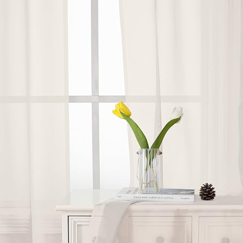 Ivory Sheer Curtains 78 Inches Long 2 Panels (Ivory / 42"W x 78"L (Pack of 2))