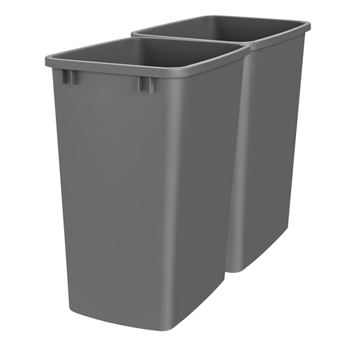 Double Pullout Garbage Trash Cans for Kitchen Cabinets (2 Pack / Dark Gray)