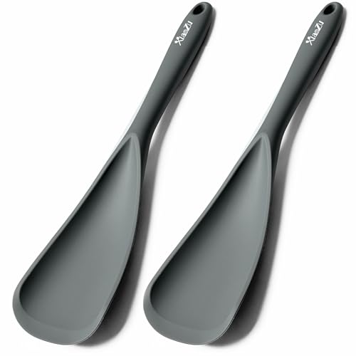 Silicone Cooking Spoon Spatula For Non (Gray_2-PCS)
