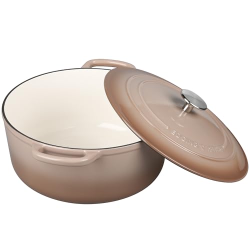 Enameled Cast Iron Dutch Oven Pot With Lid (Mocha / 5.5QT)
