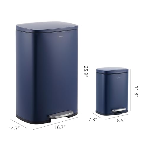 Connor 2 Piece Iron Trash Can (Denim Blue)