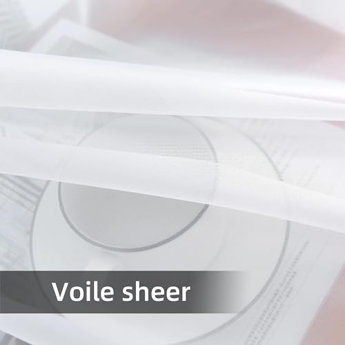 Solid Sheer Rod Pocket Curtain Voile Draperies 2 Panels White Beige Black Grey Coffee 60 Inch Width 108 Inch Long 1 Pair for Kitchen Bedroom Children Living Room Yard (White / 60"W x 108"L (Pack of 2))