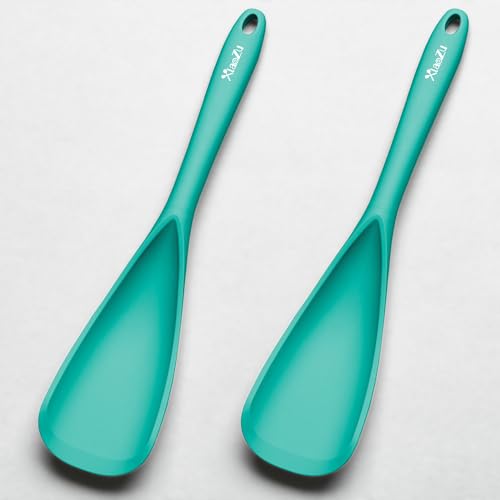 Silicone Cooking Spoon Spatula For Non (Teal_2-PCS)