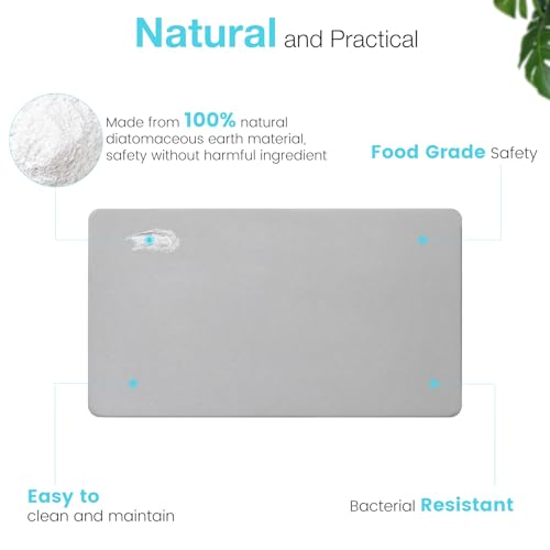 Large Fast Drying Diatomite Stone Bath Mat (Light Grey / 30" x 17" (Rectangular))