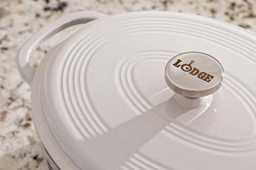 Enameled Cast Iron Oval Dutch Oven with Lid (Oyster White)
