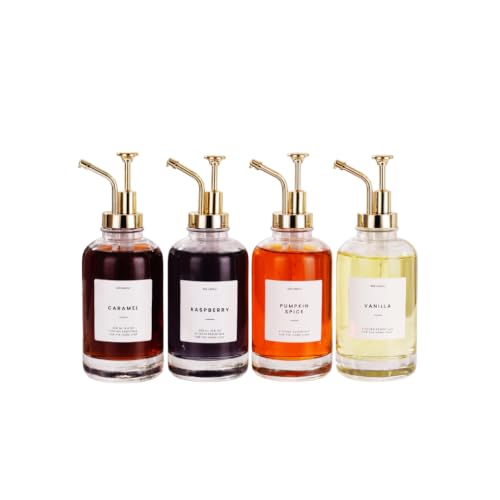 Coffee Syrup Dispenser for Coffee Bar (Gold / 500ml, Set of 4)
