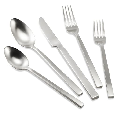 Silverware Set Silver Cuboid 18 (Matte Silver / 20 Pcs)