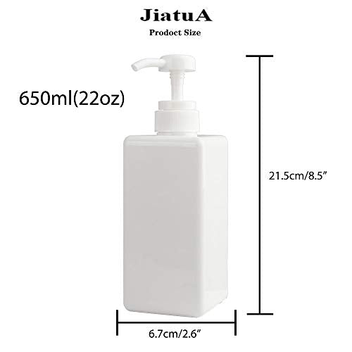 Plastic Pump Bottle Refillable Lotion Soap Dispenser 22oz White 2 Pack (22oz/650ml / White)
