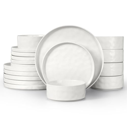 18 Pieces Stoneware Dinnerware Set (18-Piece / Polar White)