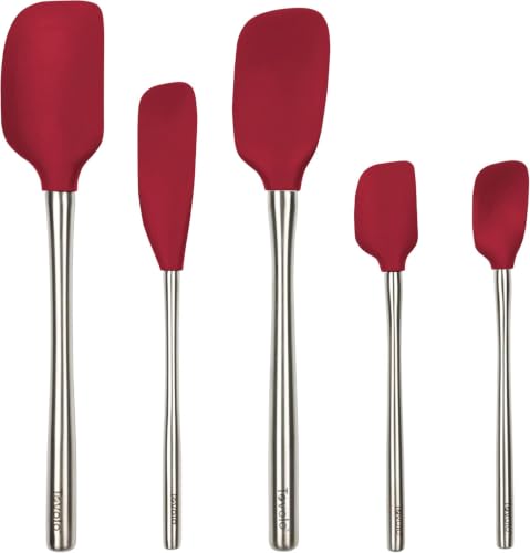 Stainless Steel Handled Silicone Spatula Set of 5 Cayenne Red (Cayenne / Stainless Steel Handle)