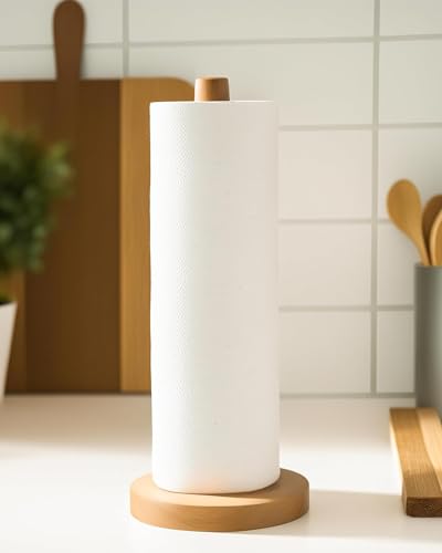 Wooden Paper Towel Holder Countertop (Large / Natural Beech)
