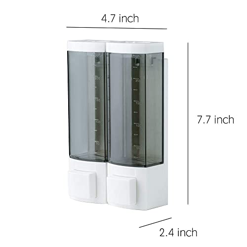 Double Soap Dispensers 250ml ABS Plastic Drill Free with Adhesive (2-Chamber)