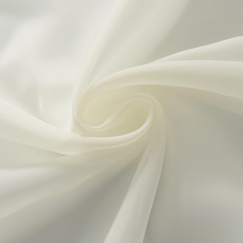 Ivory Sheer Curtains 4 Panels Rod Pocket Semi (Ivory / 52"W x 96"L (Pack of 4))