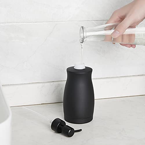 304 Stainless Steel Countertop Black Soap Dispenser Rust Resistant Leak (Black Gel Style)