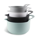 Nesting Plastic Mixing Bowl Set with Pour Spouts and Handles (Mint / 4 Piece Non-Slip)