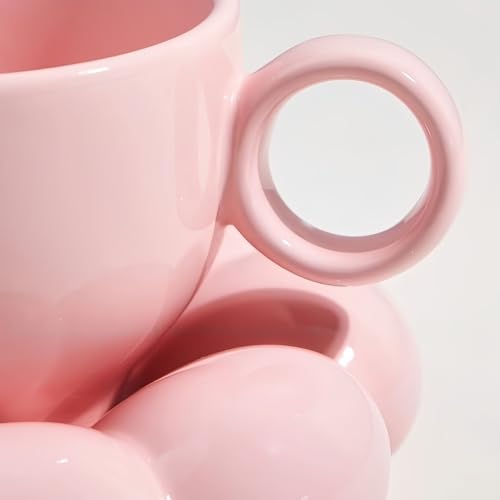 Cloud Shaped Mug & Saucer Set with Floral Coaster (Cloud-mug-beige)