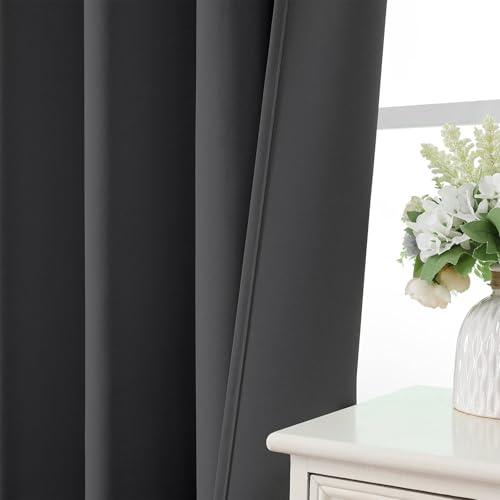 Dark Grey Blackout Curtains 45 inch Length 2 Panels Set (Dark Grey / 52"W x 45"L (Pack of 2))