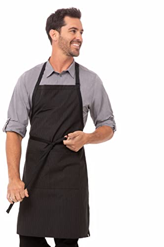 Unisex Butcher Apron with Contrasting Ties (Pinstripe / One Size)