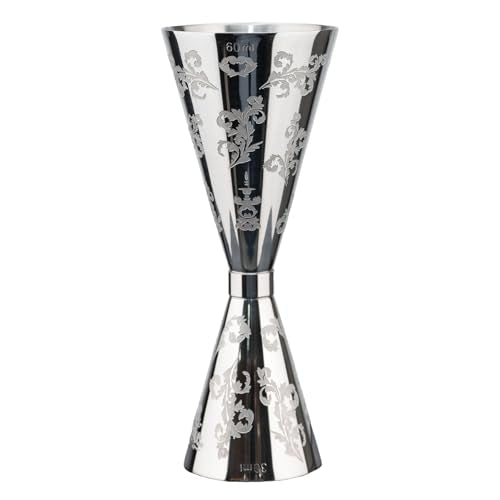 Stainless Steel 30ml 60ml Bartending Cocktail Jigger Measuring Cup (1 count / Sliver Etched)