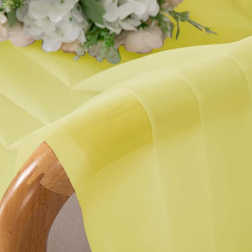 Sheer Lemon Curtains for Bedroom Living Room 78 Inches Long 2 Panels Set (Lemon Yellow / 42"W x 78"L (Pack of 2))