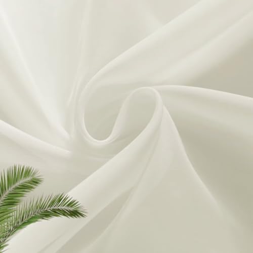 Sheer Voile Curtains for Living Room 45 Inch Long 2 Panels (Ivory / 38"W x 45"L (Pack of 2))
