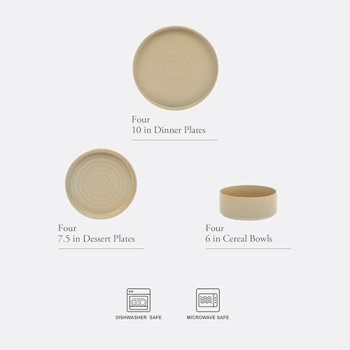 Echo Bay 12 Piece Porcelain Reactive Glaze (Green (Echo Bay) / Service for 4 (12pcs))
