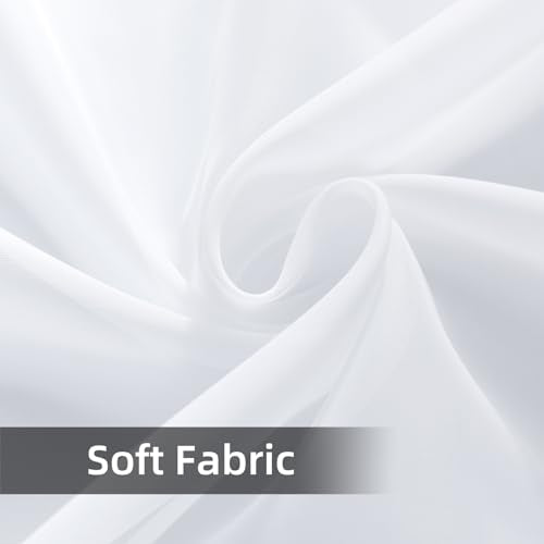 Solid Sheer Rod Pocket Curtain Voile Draperies 2 Panels White Beige Black Grey Coffee 52 Inch Width 18 Inch Long 1 Pair for Kitchen Bedroom Children Living Room Yard (White / 52"W x 18"L (Pack of 2))