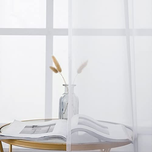 2 Panels Kitchen Tiers Half Window Sheer Curtains 29 X 45 Inch White (White / 29"W x 45"L (Pack of 2))