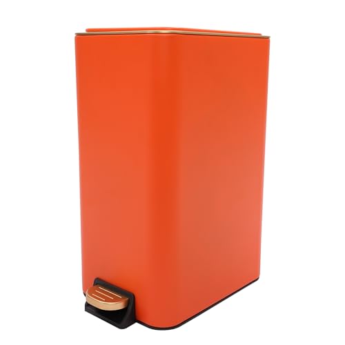 3.17Gal Step Trash Can with Lid (Orange)