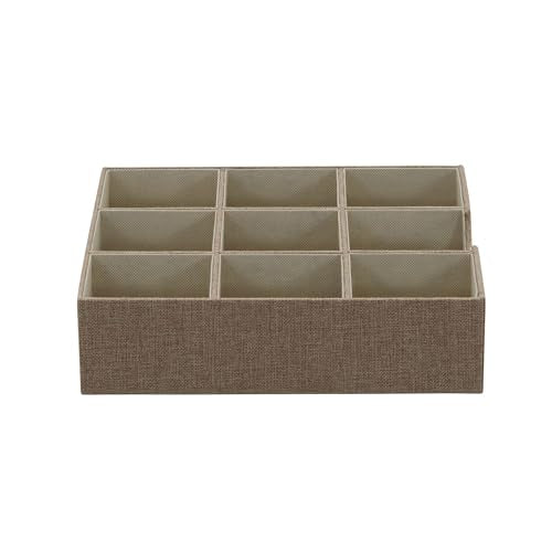 Brown 723 1 Deep 9 Section Drawer Organizer Box for Storage (Latte)