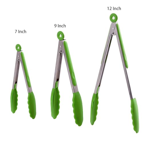 Kitchen Tongs with Silicone Tips (Grass Green)