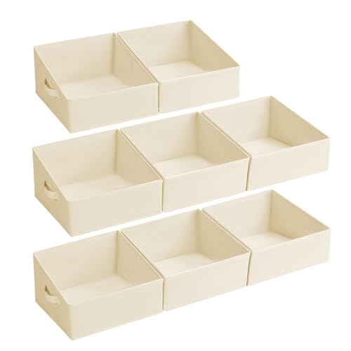 Closet Storage Bins 8 Pack (Beige / 8 Bins 11.4"x11.4"x7.8")