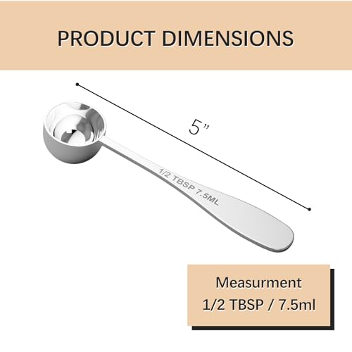 2PCS 1/2TBSP(7.5ML) Measuring Spoon, 18/8(304) Stainless Steel Tablespoon (1/2 tbsp | 1.5 tsp | 7.5 ml | 1/4 oz)
