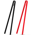 2 Pcs 11.8 Inch Silicone Cooking Tongs Tweezers (Black, Red)