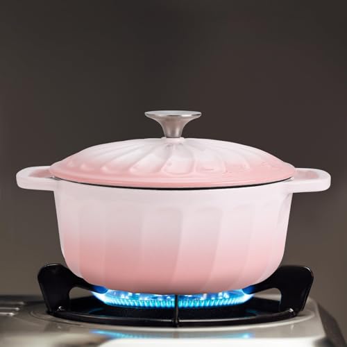 Enameled Cast Iron Dutch Oven Pot with Lid (Pink / 3 QT)