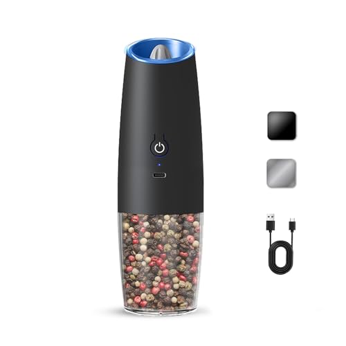 Rechargeable Gravity Salt Pepper Grinder Set (Rechargeable/Single/Black)