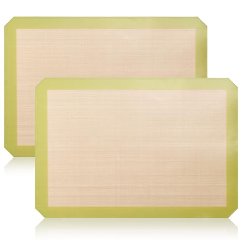 2 Pack Reusable Silicone Baking Mats (Sage Green with Circles 0.4mm)