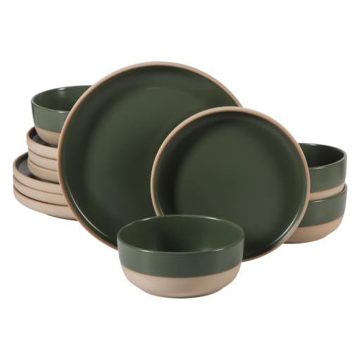 Plates and Bowls Set (Service for 4 (12pcs) / Green (Bluegrass Valley))