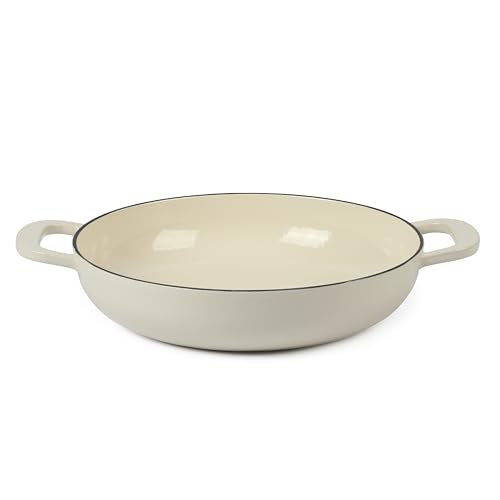 Gatwick 3.5 Quart Enameled Cast Iron Dutch Oven Braiser (Linen White w/ Gold Knob (Braiser))