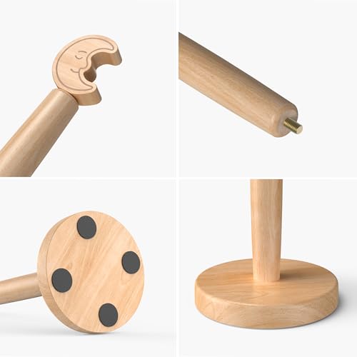 Cute Wooden Paper Towel Holder Countertop (Moon / Standard)