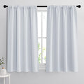 Small Window Curtains 45 inches Length for Kitchen Cafe Bathroom (Greyish White / 42"W x 45"L (Pack of 2))