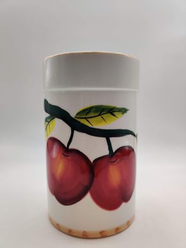 Tuscany Red Apple with Bamboo Trim Hand Painted (Red Apple with Bamboo Trim)