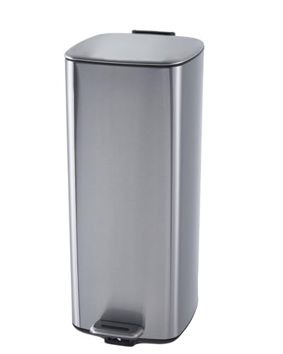 8 Gallon 30L Round Stainless Steel Kitchen Trash Can with Lid (Silver)