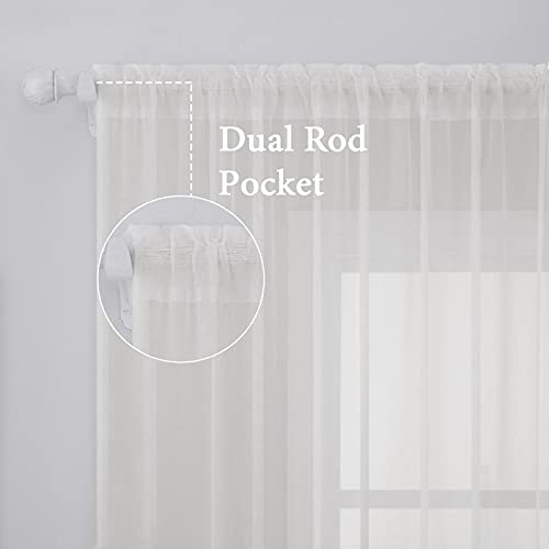 2 Panels Sheer Curtains for Living Room 54 X 120 Inches Ivory (Ivory / 54"W x 120"L (Pack of 2))
