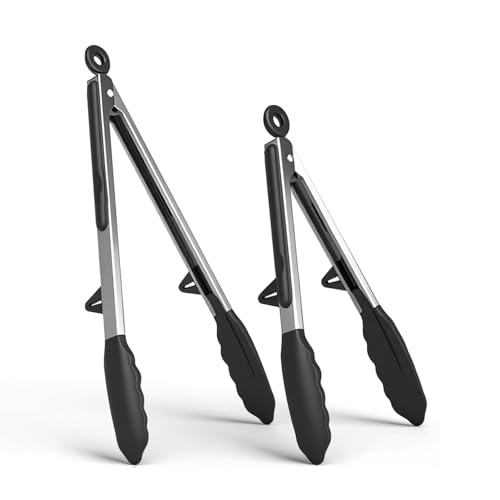 Kitchen Cooking Tongs Set (Black)