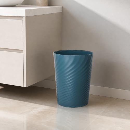 Plastic Small Bathroom Trash Can Wastebasket Garbage Can (Dark Blue / 1.8 Gallon/1 Pack)