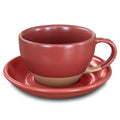 Ceramic Latte Art Mug With Saucer (Crimson Red)