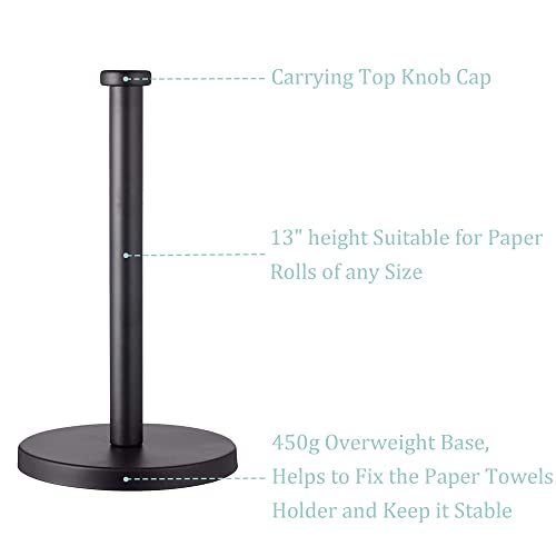 Black Standing Paper Towel Holder for Kitchen& Bathroom Countertop (Black)