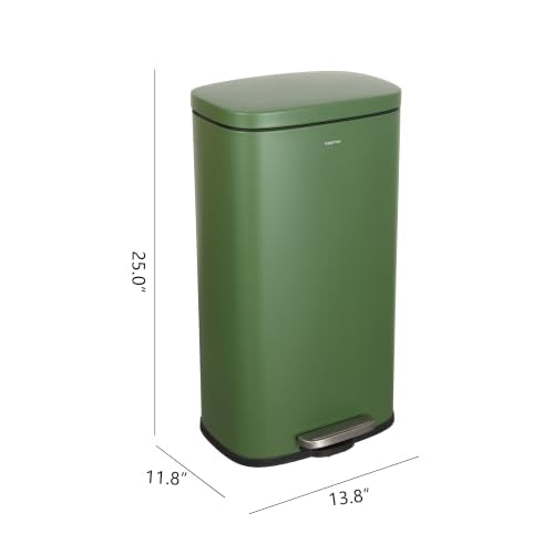 Curtis 8 Gal Step Trash Can Soft Close 25" (Pine Green)